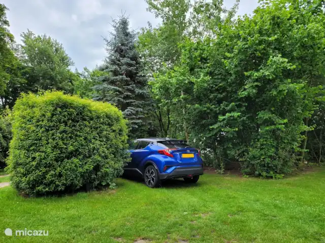 Igloo L'Oasis Verte | Pays-Bas, Brabant-Septentrional, Chaam - bungalow Place de parking au chalet pour une voiture.