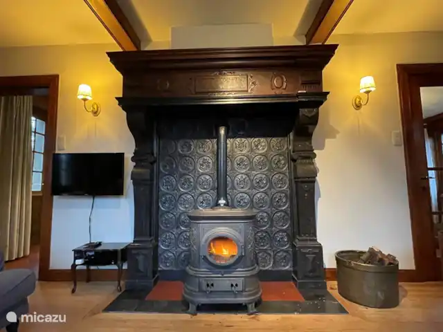 Villa Hotton - Belgische Ardennen huren in België, Ardennen, Hotton - villa Houtkachel woonkamer