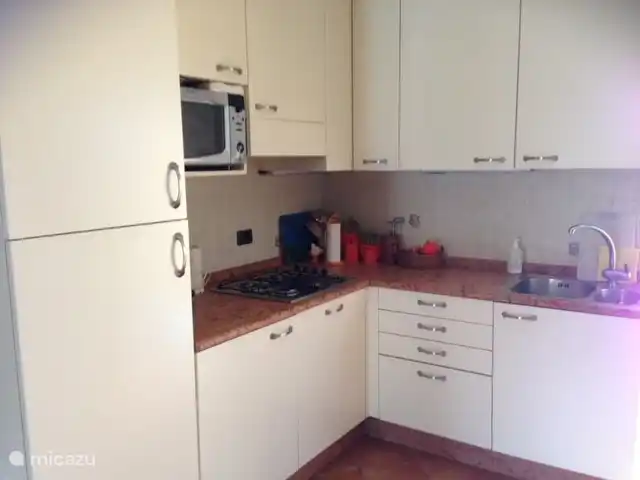 Résidence Sottocastello | Italie, Lac de Garde, Manerba del Garda - appartement Cuisine ouverte avec lave-vaisselle/micro-ondes/lave-linge/réfrigérateur-congélateur/cuisinière à gaz et tous les accessoires.