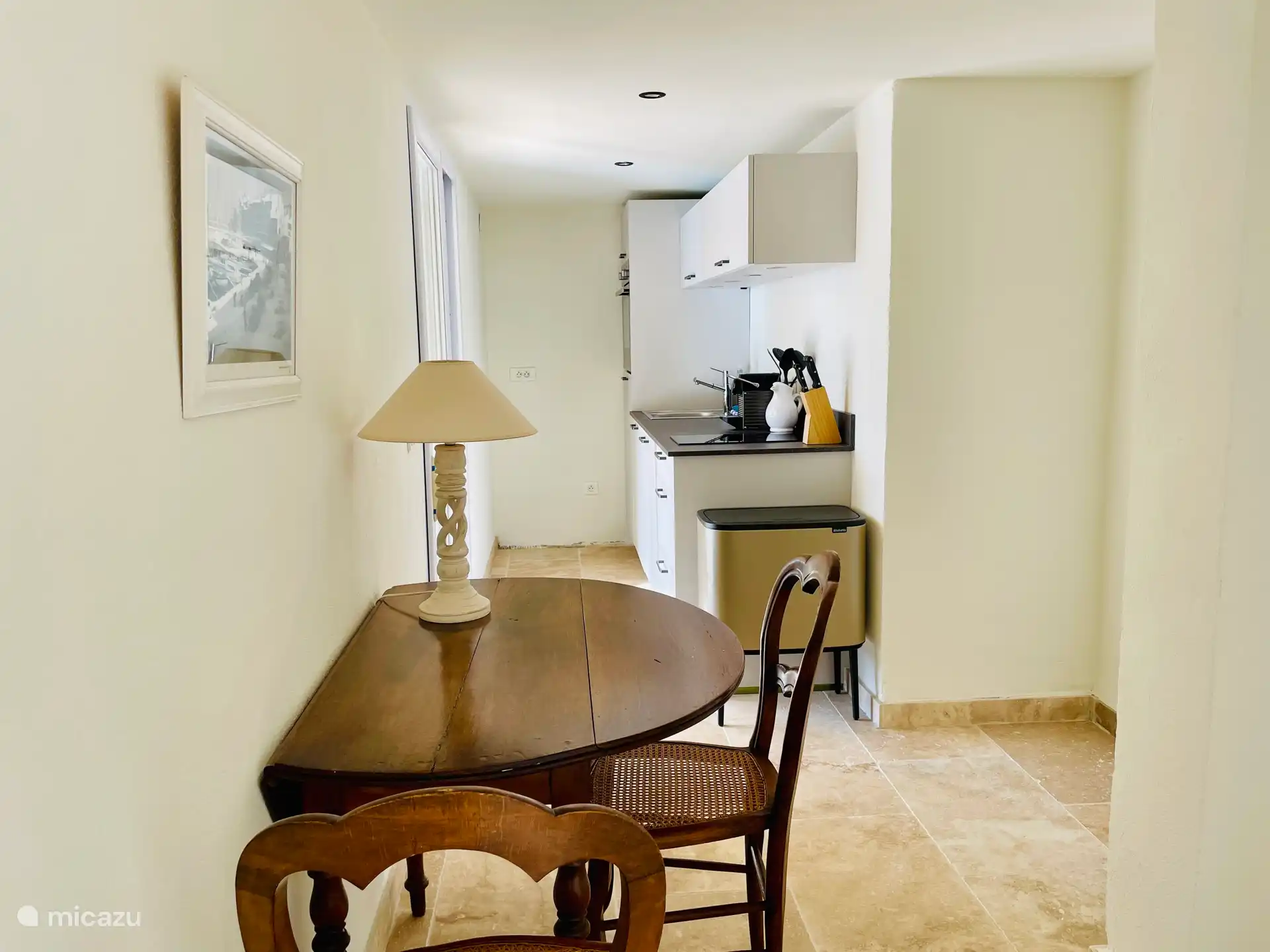 The kitchen of the Pool Apartment