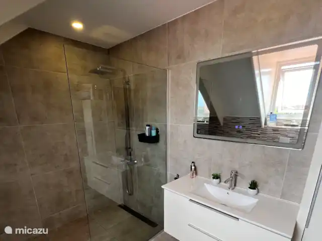 Location de Vacances Aruba, Aruba central, Santa Cruz, maison de vacances - Bonvilla Aruba Salle de bain à l’étage avec douche à effet pluie