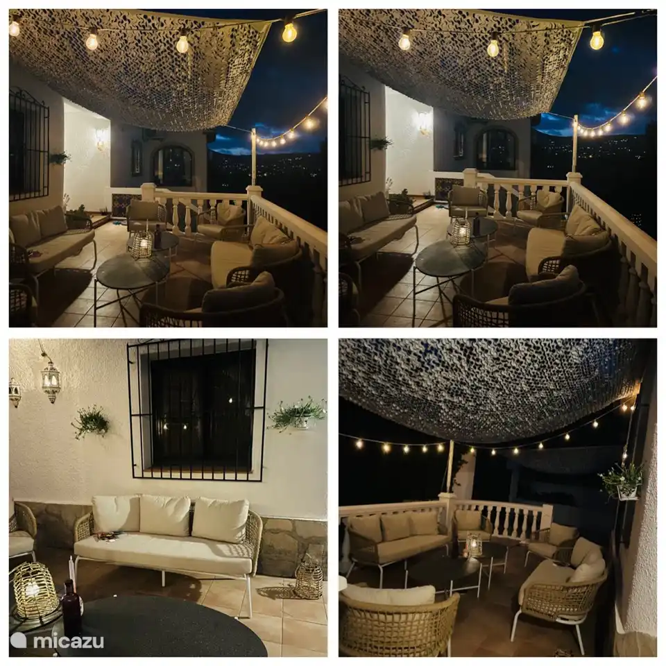 Diese Terrasse liegt herrlich in der Morgensonne. Am späten Nachmittag ist es auch an den sehr heißen Tagen wunderbar kühlend. Abends ist es gemütlich wegen der Lampen, die mit Solarenergie betrieben werden