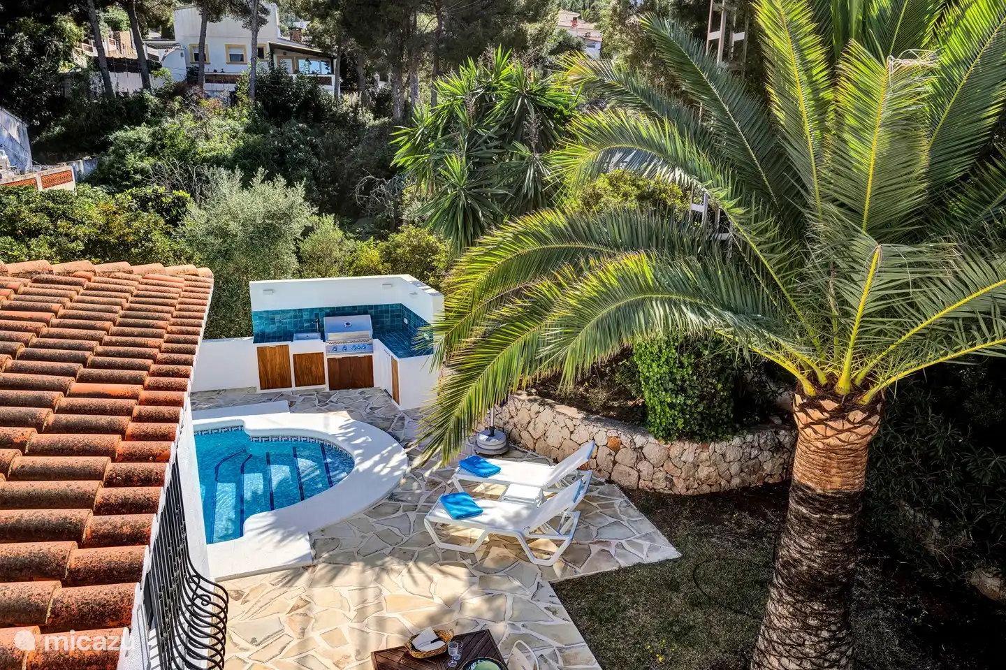 Vue de dessus d'une des nombreuses terrasses de Casa Joya.