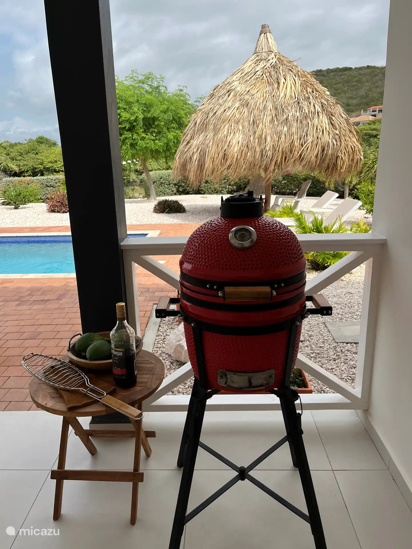 Genießen Sie etwas Leckeres auf dem bereitgestellten Kamado