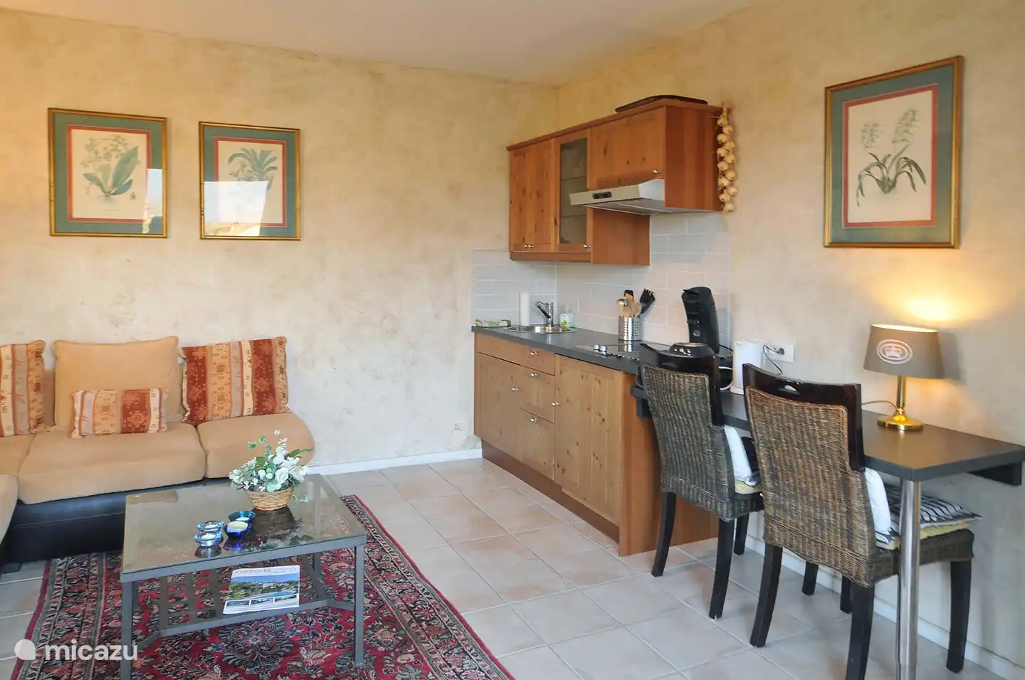 Séjour avec kitchenette de l'appartement Ciboulette