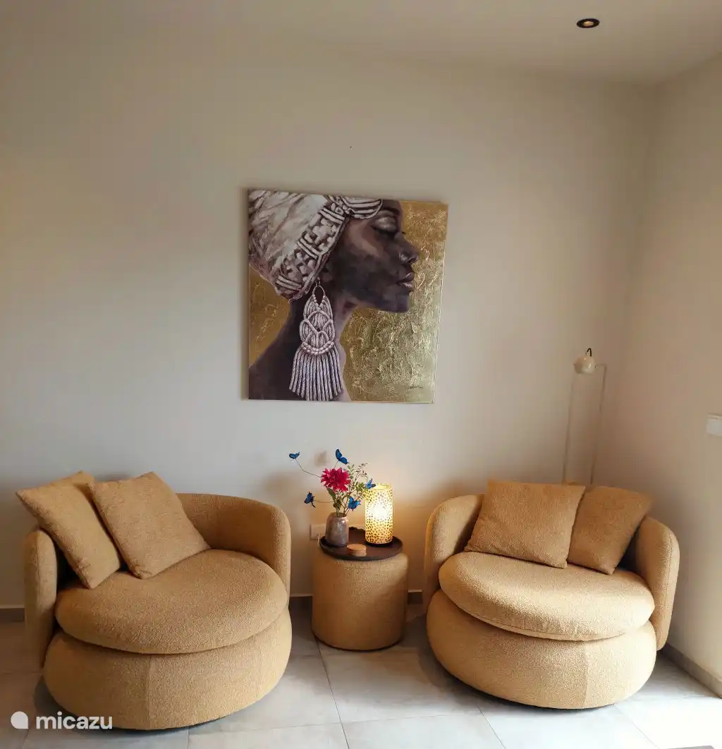 Le salon avec de jolis fauteuils longs