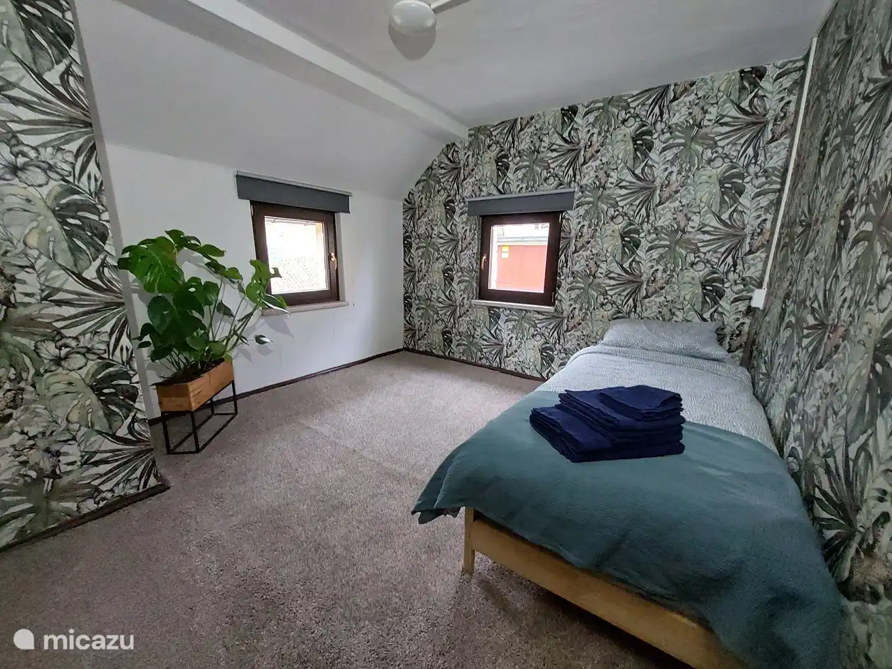 The bedroom is heated by electric heating.