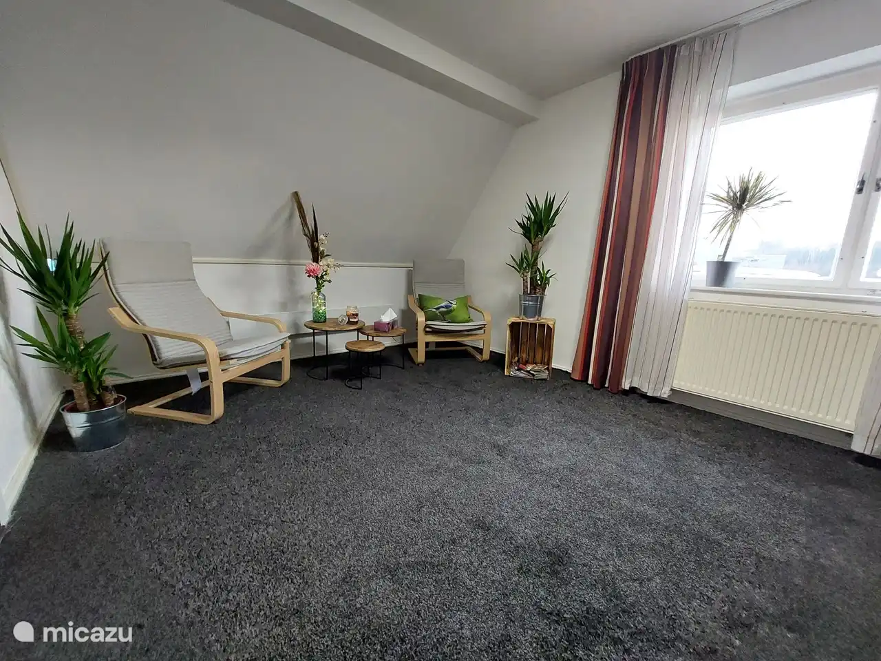 This room has a wonderful view of the woods