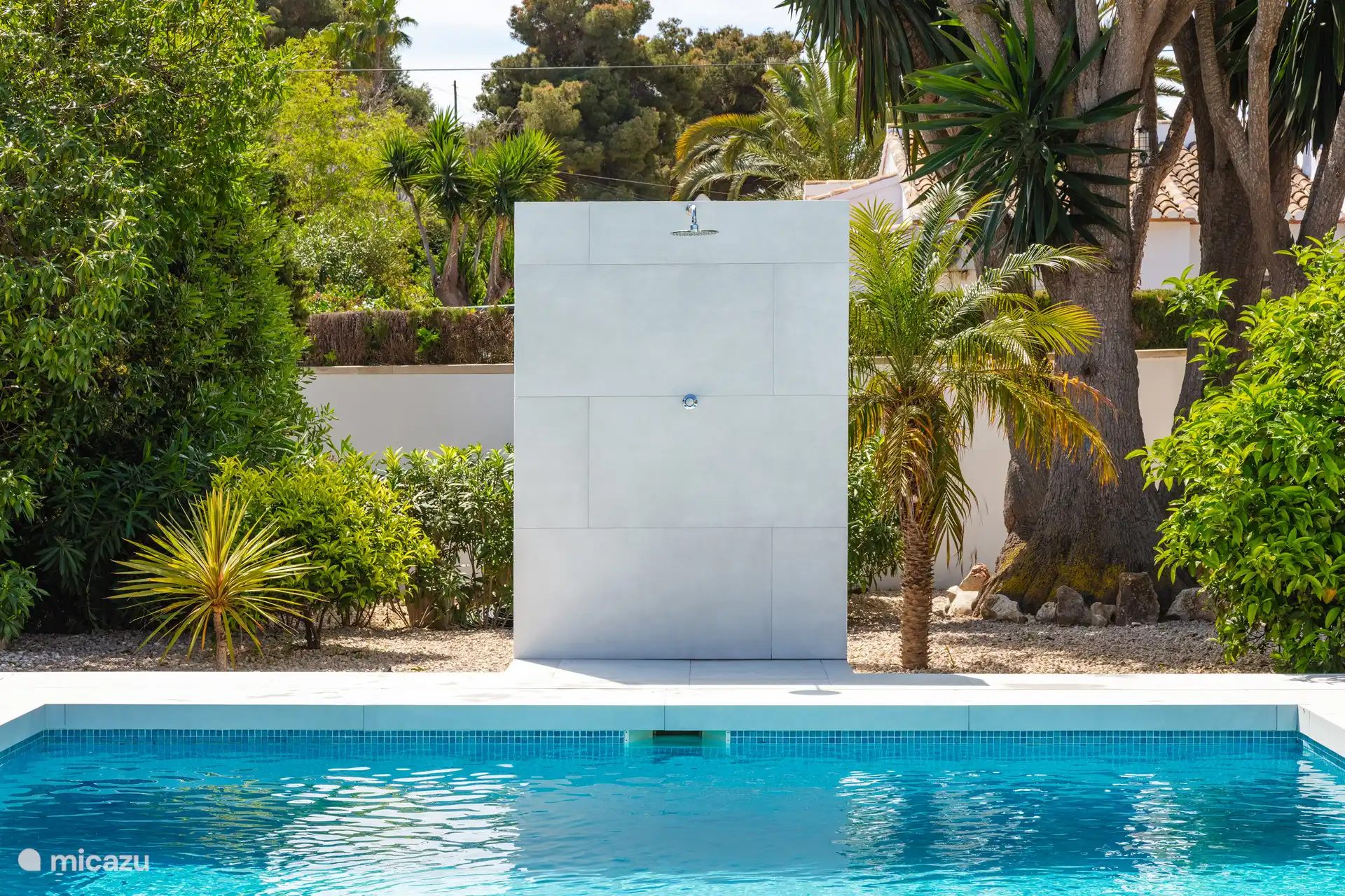 Outdoor shower by the pool