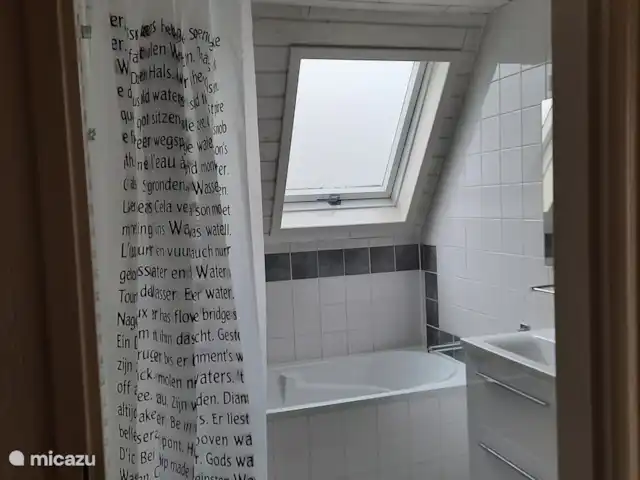 De Gouwe, bungalow en un estanque de pesca en Países Bajos, Overijssel, Gramsbergen - bungaló Cuarto de baño básico con ducha y bañera