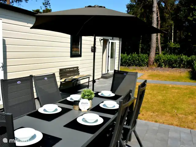 Location de Vacances Pays-Bas, Gueldre, Beekbergen, chalet - Chalet 't Veluws Huuske Le jardin de notre chalet est entièrement clôturé, mais pas complètement clos.