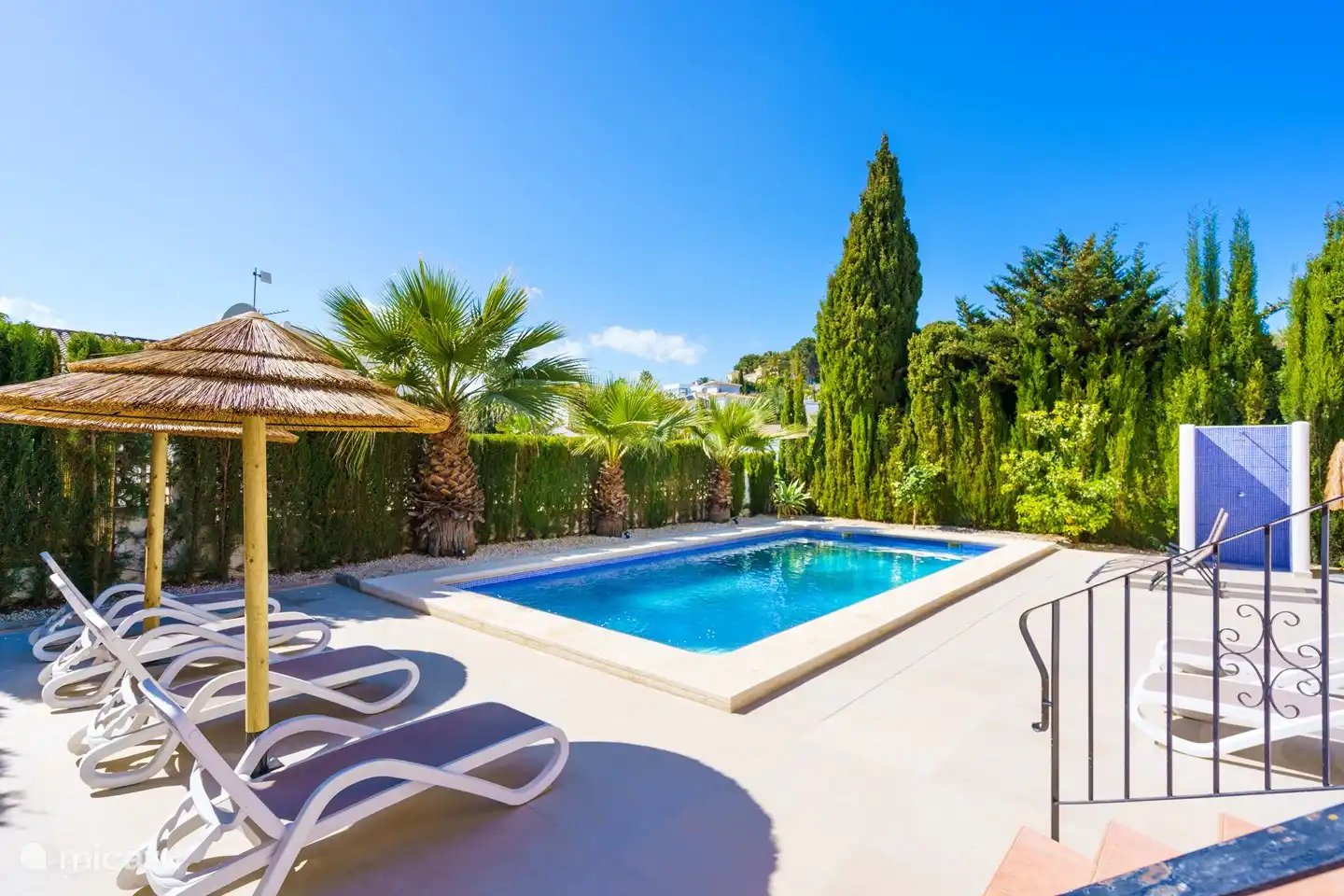 La piscina con tumbonas