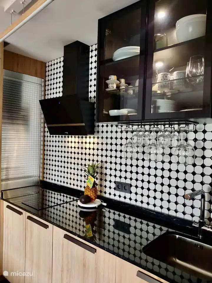 Küche mit 2-Flammen-Induktionskochfeld