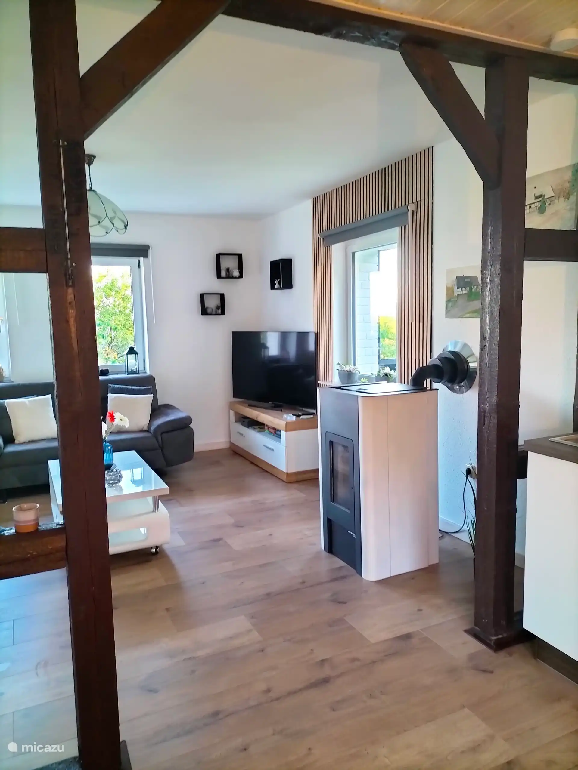 woonkamer met pellletkachel