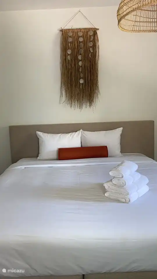 De master bedroom is voorzien van een kingsize bed en heeft een aansluitende badkamer alsook een walk-in closet