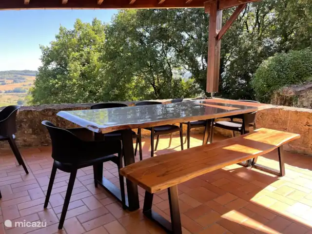 Domaine Larroque huren in Frankrijk, Lot-et-Garonne, Lacepede - vakantiehuis Overdekt terras aan hoofdhuis met panoramisch uitzicht