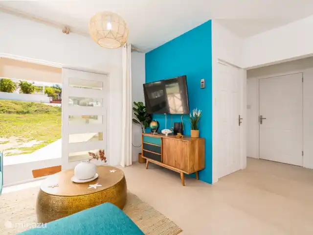 apartamento en Curazao, Banda Arriba (este), Cas Grandi – Apartamento de vacaciones Coral Cactus Vista desde un cómodo sofá.