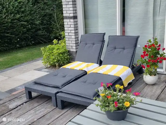 Location de Vacances Pays-Bas, Frise, Gaastmeer, bungalow - Friesland maison de vacances Rietmeer Chaises longues avec coussins de jardin confortables