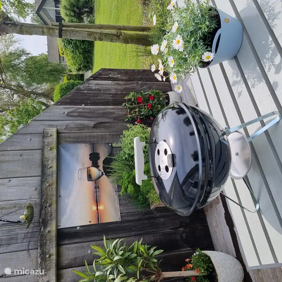 BBQ Weber Holzkohle und frischer Kräutergarten mit Kräuterpflücken