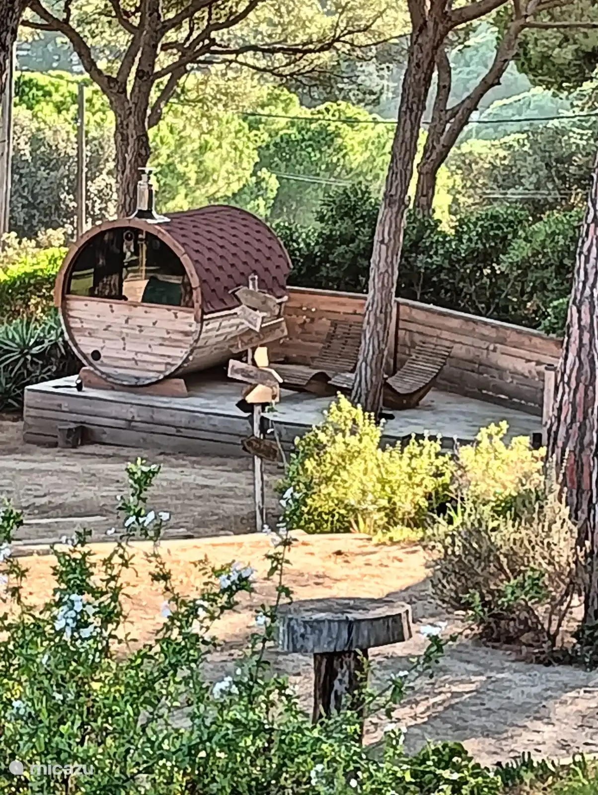 Sauna on deck with sun loungers
