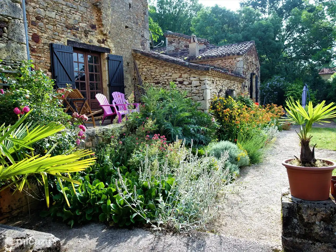 Upstairs is a sheltered terrace