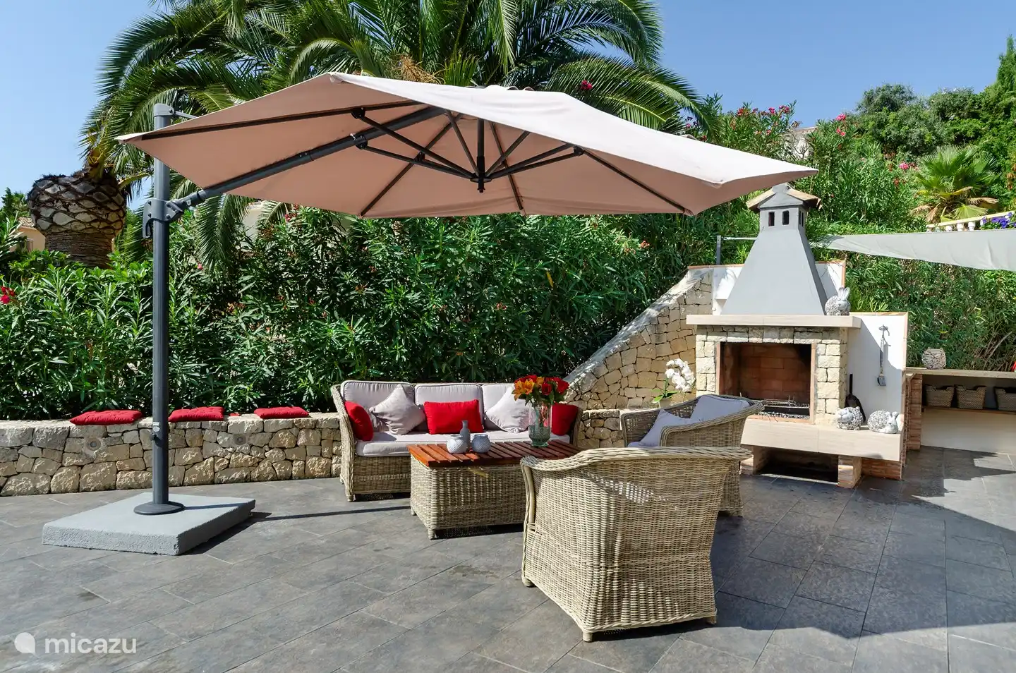 Barbecue with table and chairs