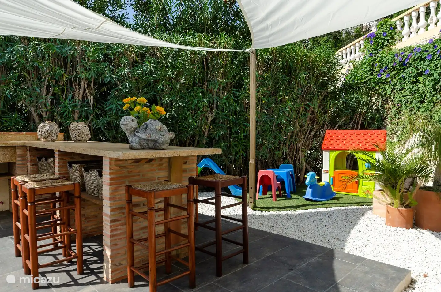 Barbecue with table and chairs