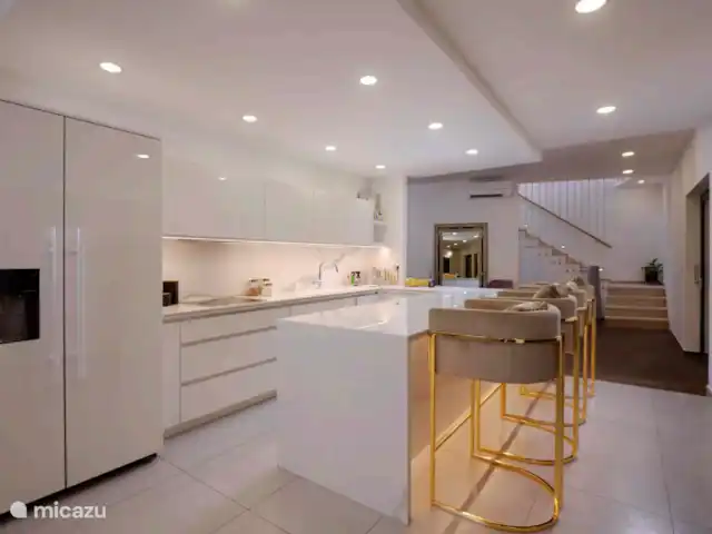 Villa Arina | Croatie, Dalmatie, Omis - villa Luxueuse cuisine ouverte comprenant un grand réfrigérateur, un congélateur, un lave-vaisselle, un four, un micro-ondes, une plaque vitrocéramique 4 feux et une vue sur la terrasse.