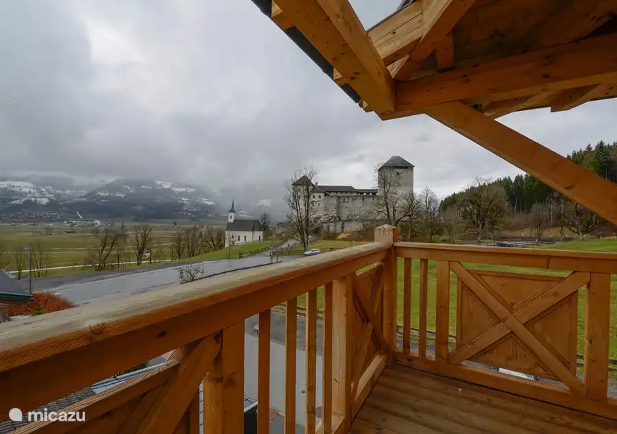 The penthouse has 2 large balconies with stunning views over the mountains and the castle.