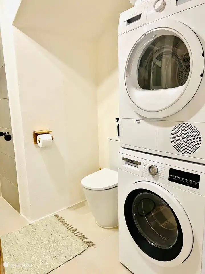 The washing machine and dryer are from a well-known A brand and energy efficient.