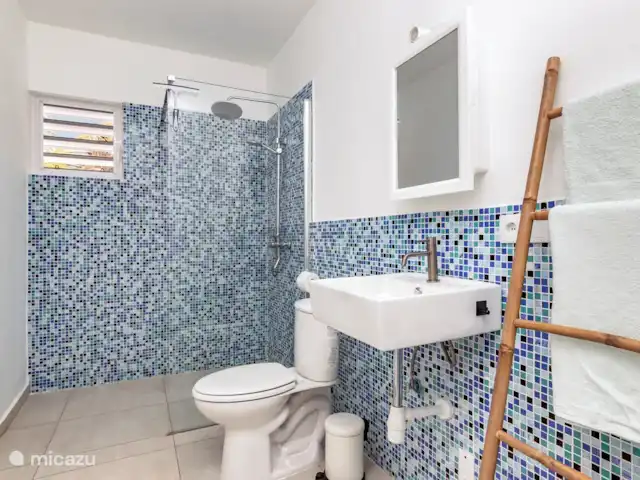 Kas Akwamarin *Beveiligd Resort* huren in Curaçao, Banda Abou (west), Fontein - vakantiehuis Badkamer met ruime inloop douche!