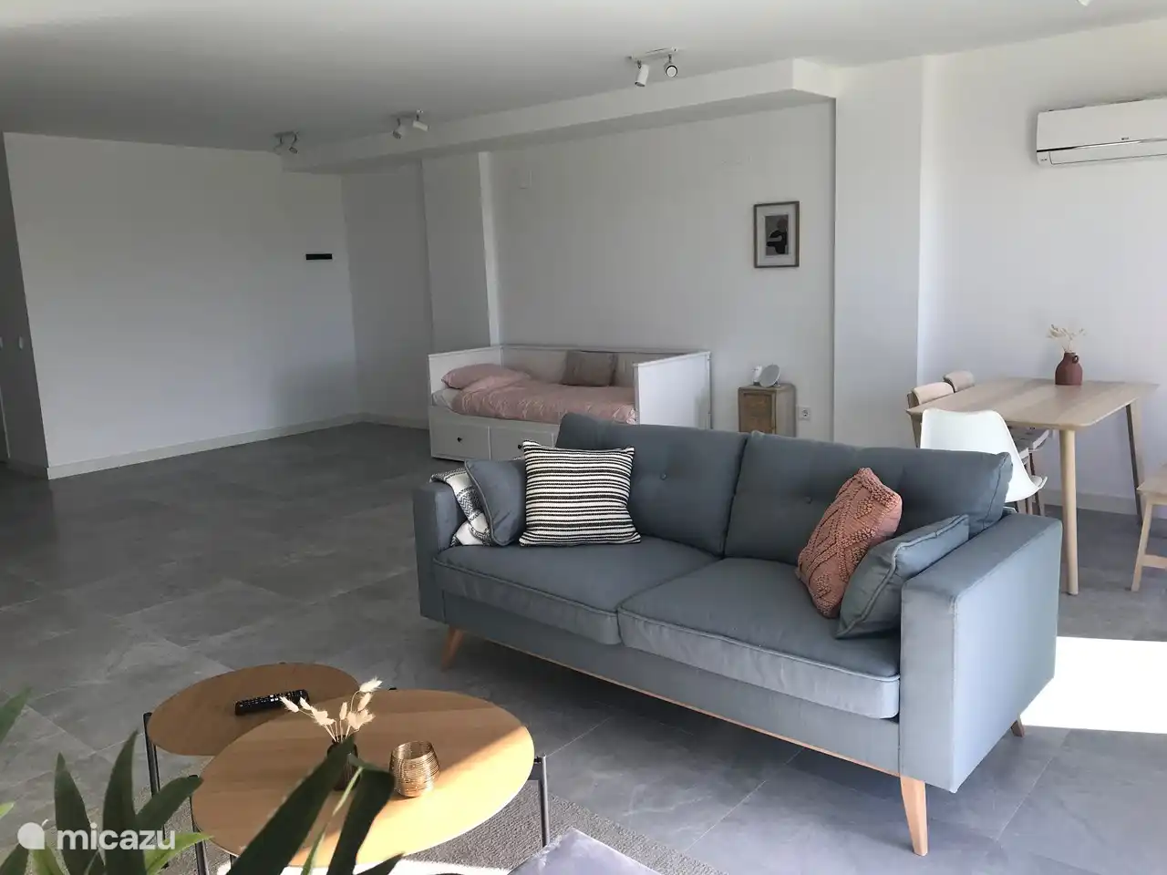 living room downstairs with pull-out bed