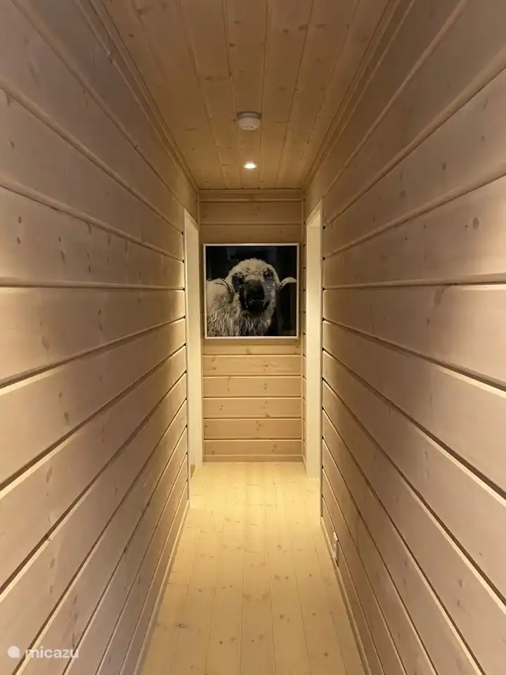 Le couloir des salles de bains avec les moutons norvégiens.