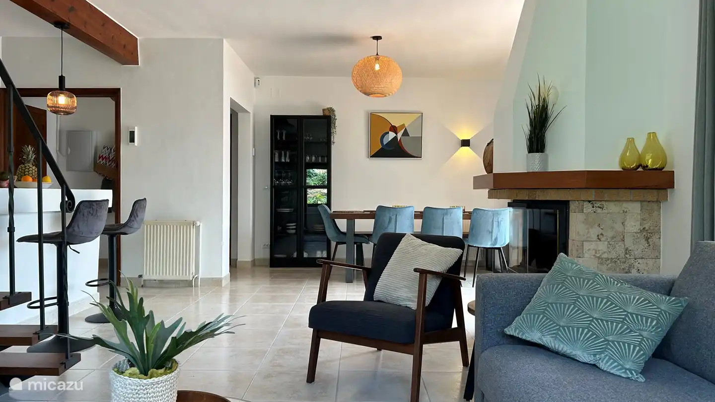 Living room with dining area.