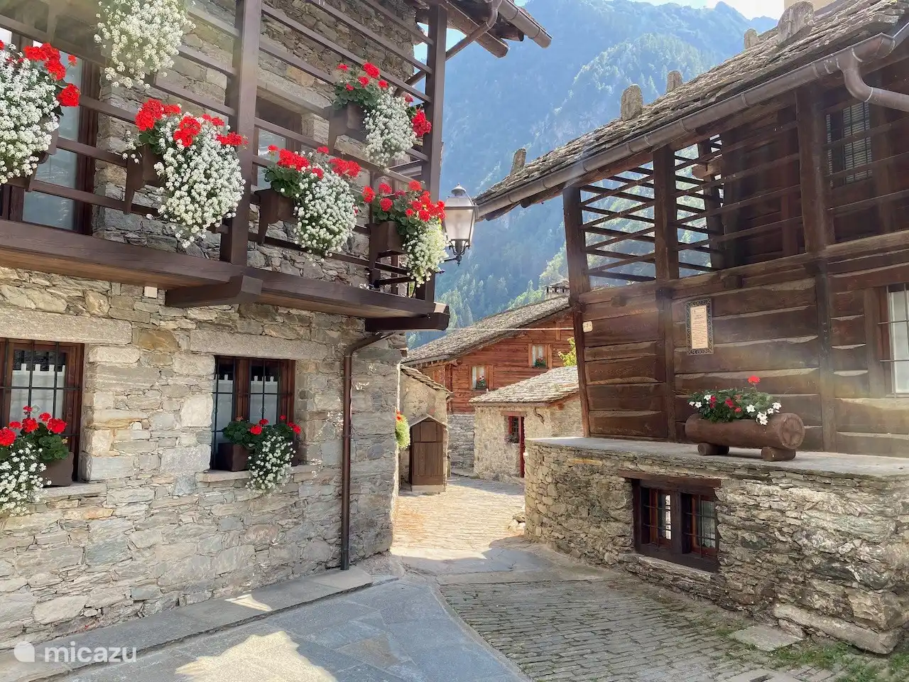 Walser huizen in Alagna Valsesia.
