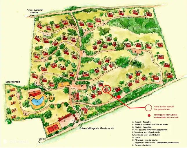 Überblick über den Park mit Hinweis auf unser Haus.