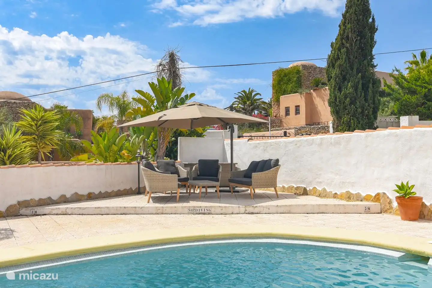 There are two movable umbrellas available.