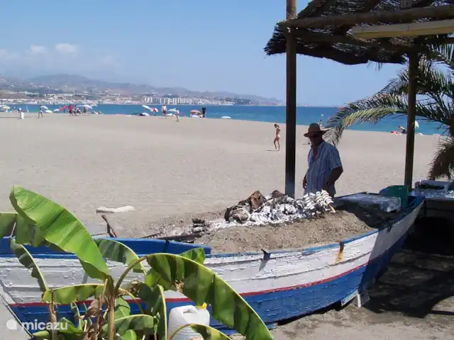 villa en España, Costa del Sol, Comares – villa el deseo Coma pescado fresco crujiente en uno de los restaurantes de playa que aquí llaman Chiringuitos.