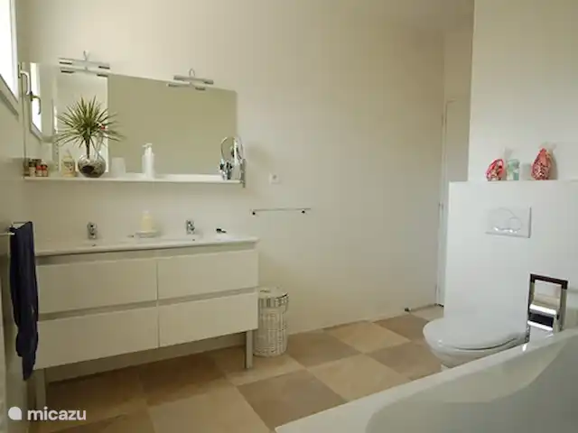 Vakantievilla Fleur de Lys huren in Frankrijk, Charente, Rouzède - villa badkamer 2 met toilet, dubbele wastafel, bad en inloopdouche