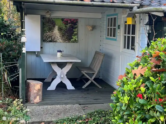 Maison de plain-pied 48 | Pays-Bas, Drenthe, Exloo - bungalow Par beau temps, vous pouvez également prendre un délicieux petit-déjeuner et vous détendre avec un verre de vin sous le toit de la maison de jardin.