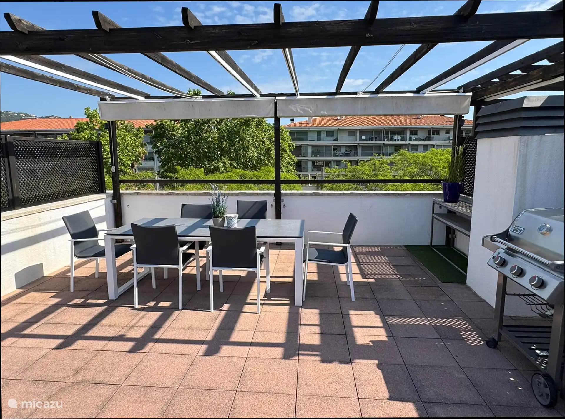 Spacious roof terrace, with gas bbq, and sunbeds