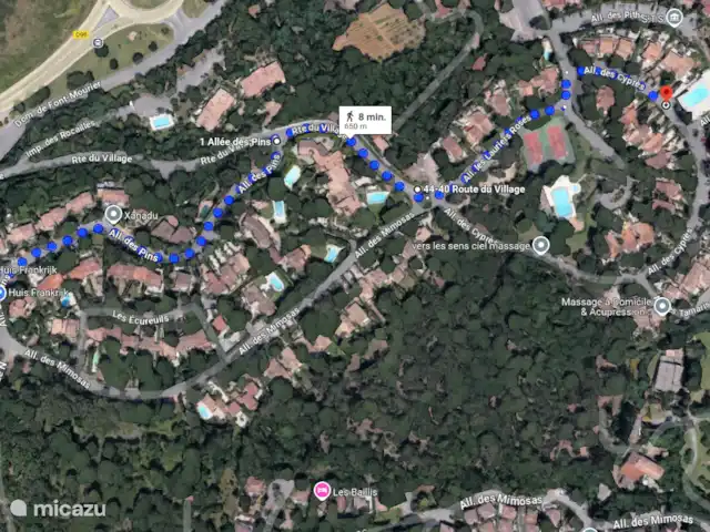 Maison Cocorico vista sin obstáculos en Francia, Costa Azul, Cogolin - casa vacacional Ruta a pie hasta la piscina dos (8 min)