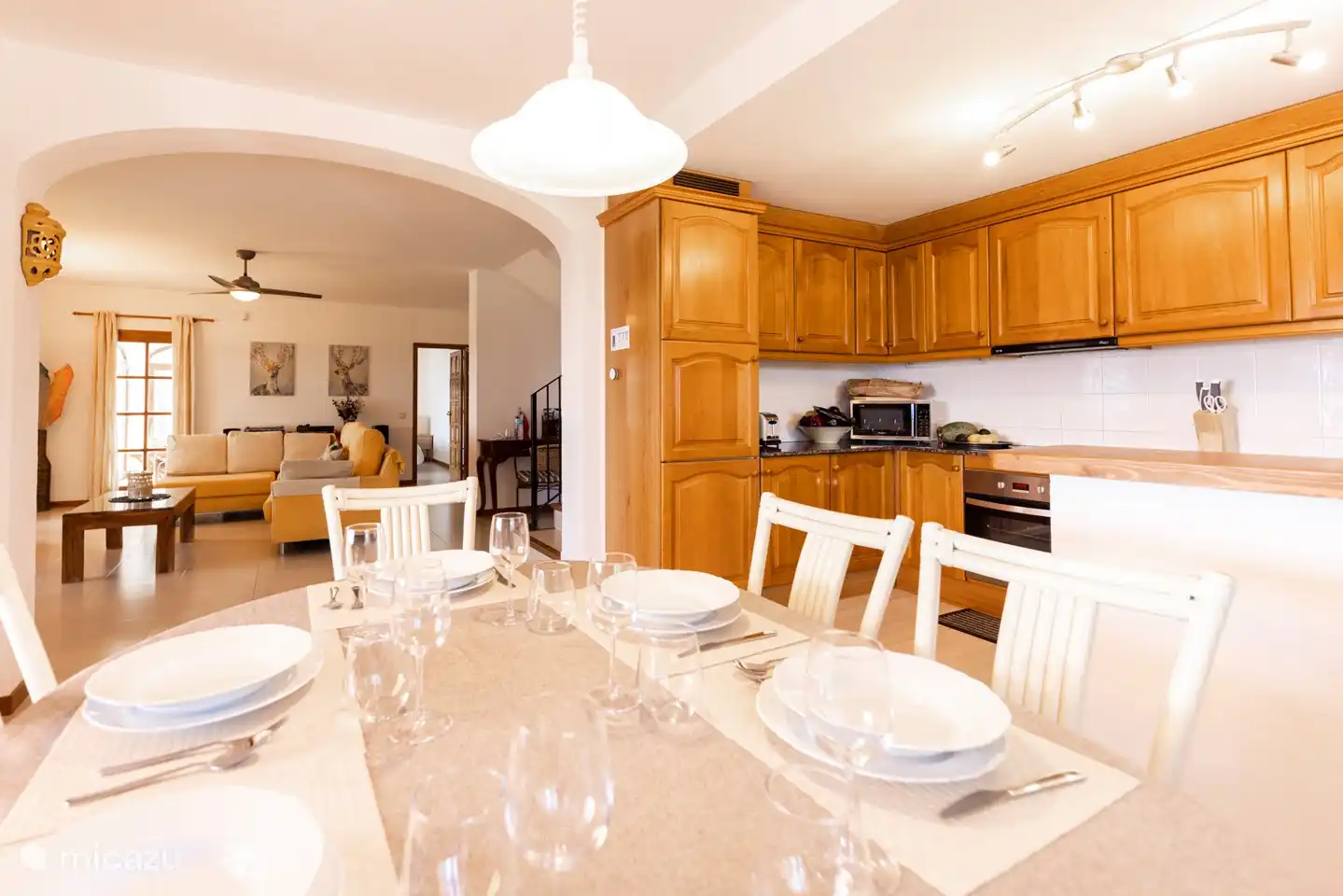 Kitchen with passage to living room
