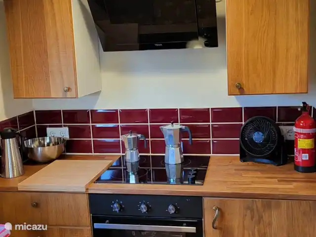 Location de Vacances Espagne, Andalousie, Vejer de la Frontera, finca - Villa La Luna 'La Casita' cuisine avec lave-linge + four sèche-linge, plaque vitrocéramique