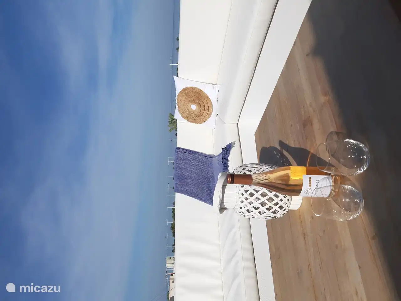 Cushioned lounge area with fantastic views all around