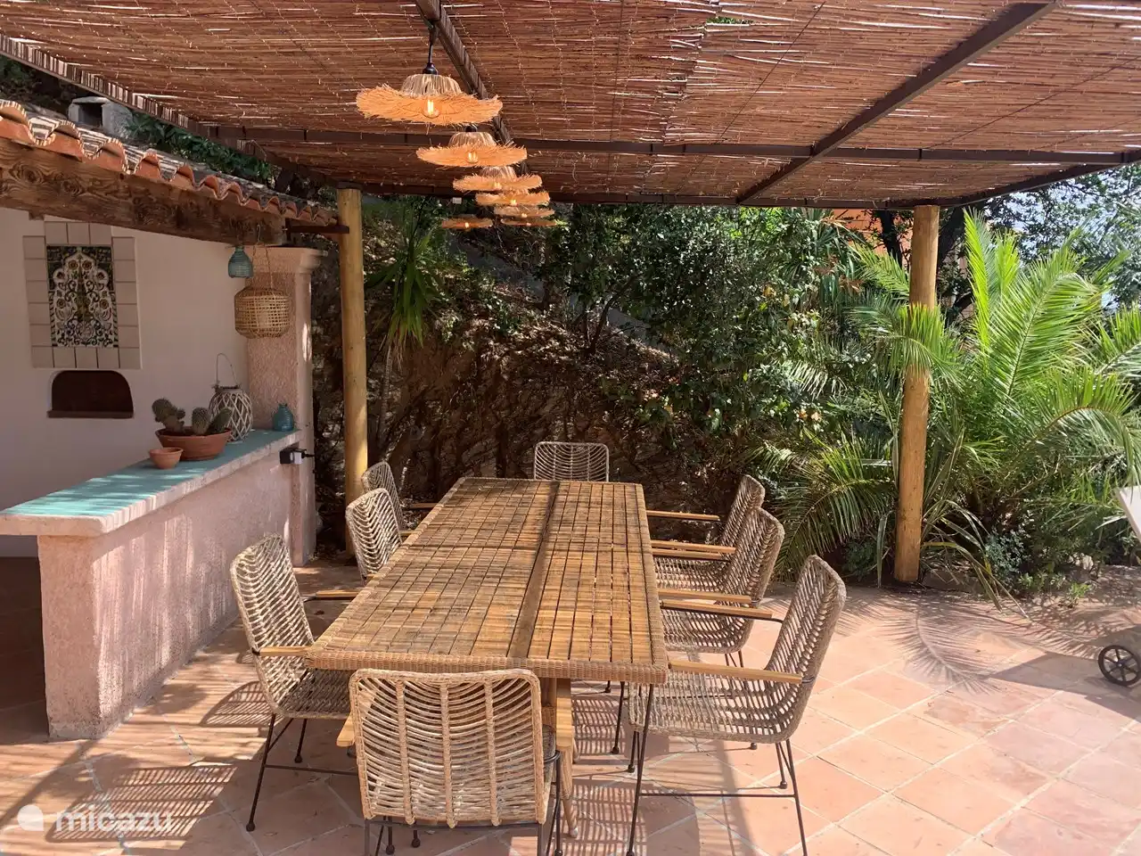 Outside table at outdoor kitchen