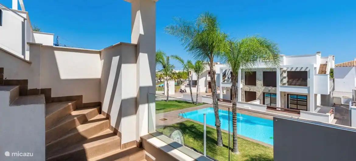 terrace overlooking the outdoor pool
