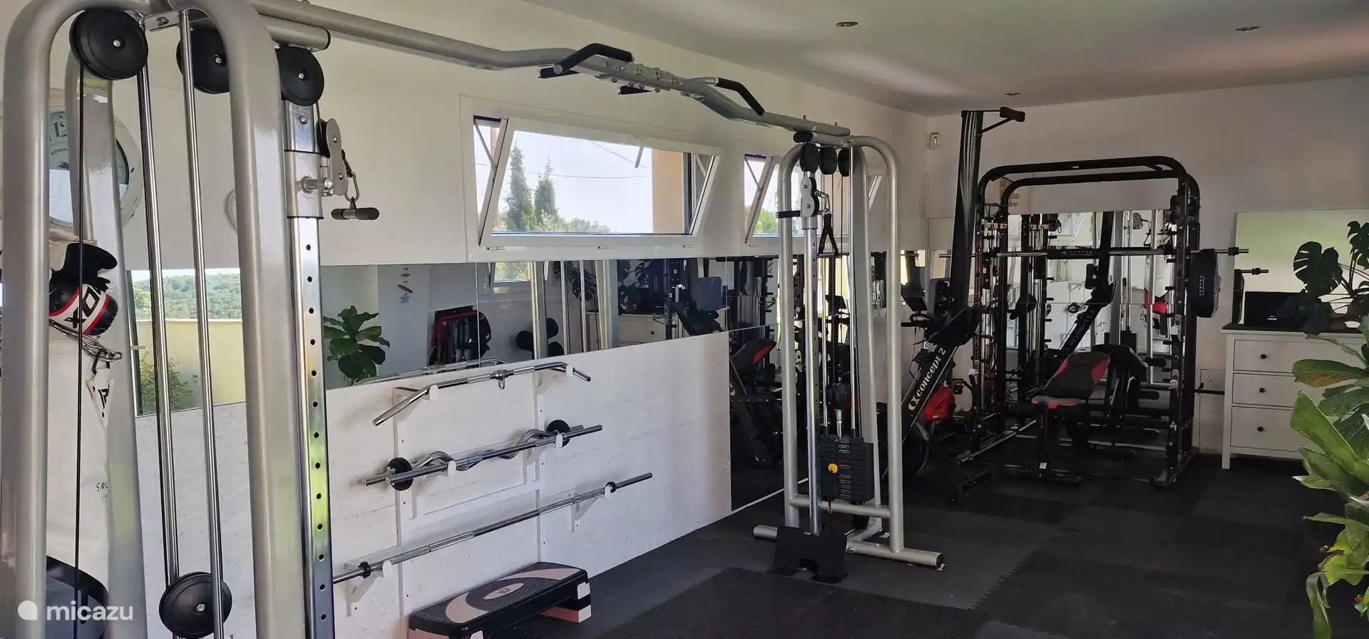 Estaci&#243;n de fitness profesional m&#250;ltiple, varias barras, saco de boxeo, escal&#243;n