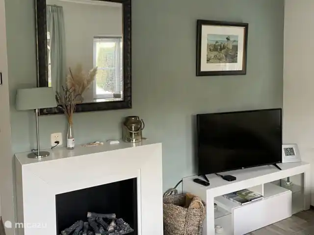 Location de Vacances Pays-Bas, Zélande, Kamperland, maison de vacances - Maison de vacances de luxe près de la plage Séjour - cheminée et coin TV.