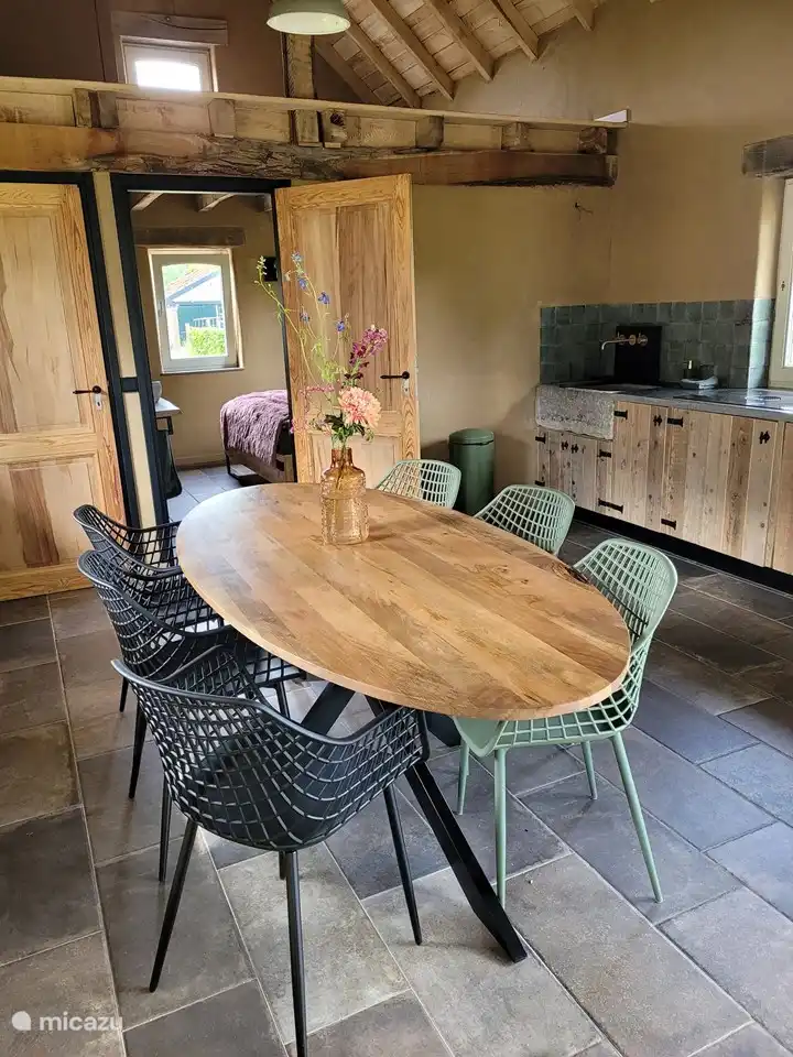 The kitchen and living room